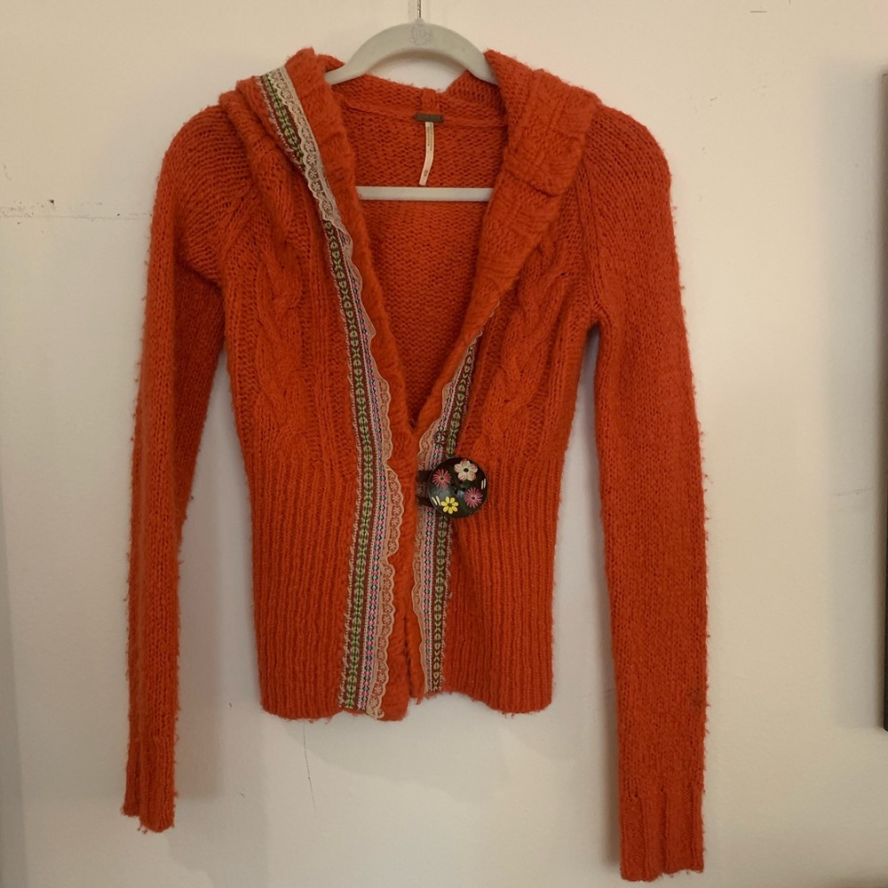 Free people hooded knit sweater